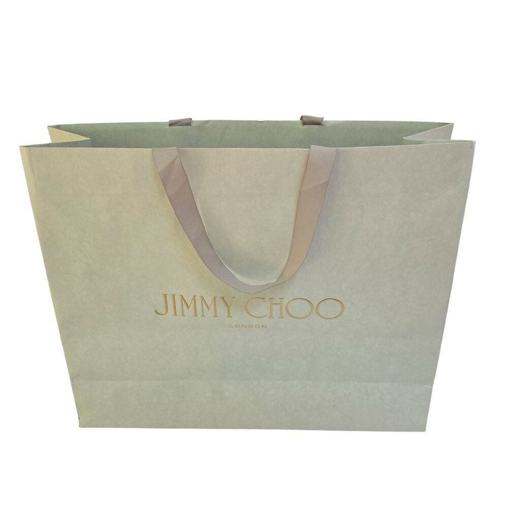 Jimmy Choo London Paper Shopping Bag Ribbon Handles Size 12"x9"